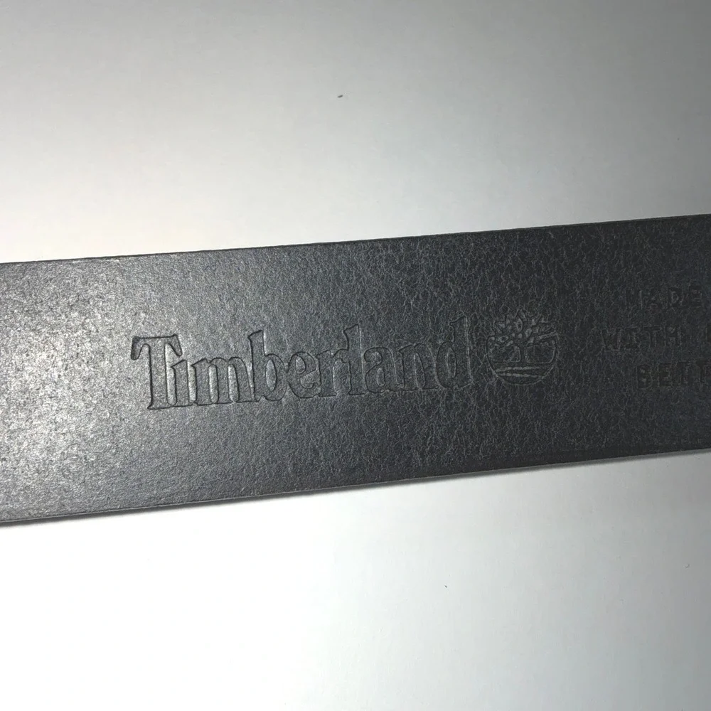 Timberland Mens Black Eco-Conscious Better Leather Belt Size 48 Assembled in USA